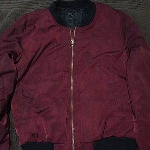 Burgundy Satin Bomber Jacket Rose Gold Zippers